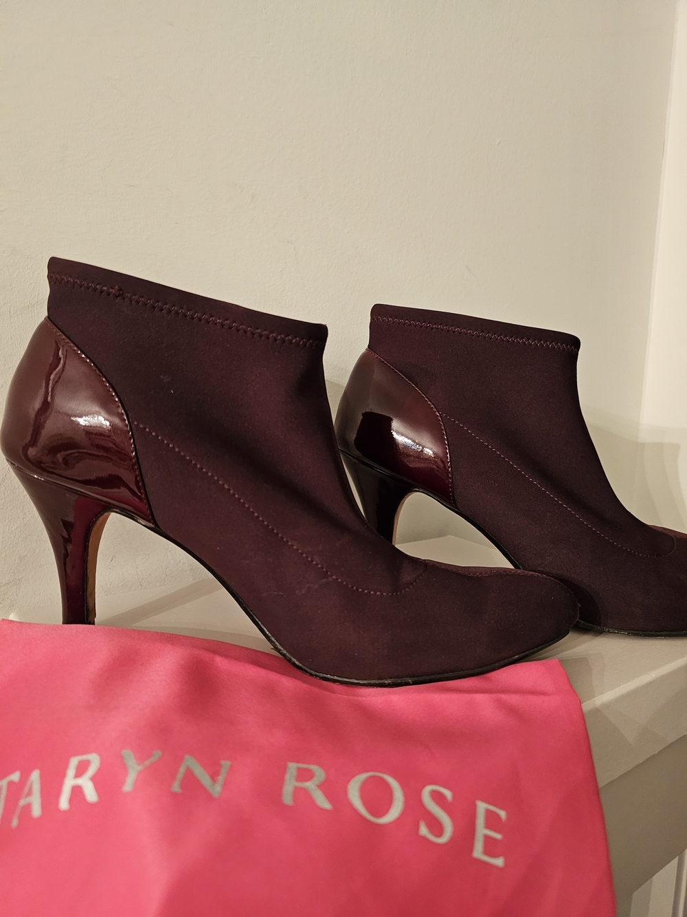 Taryn Rose Burgundy Stretch Ankle Booties